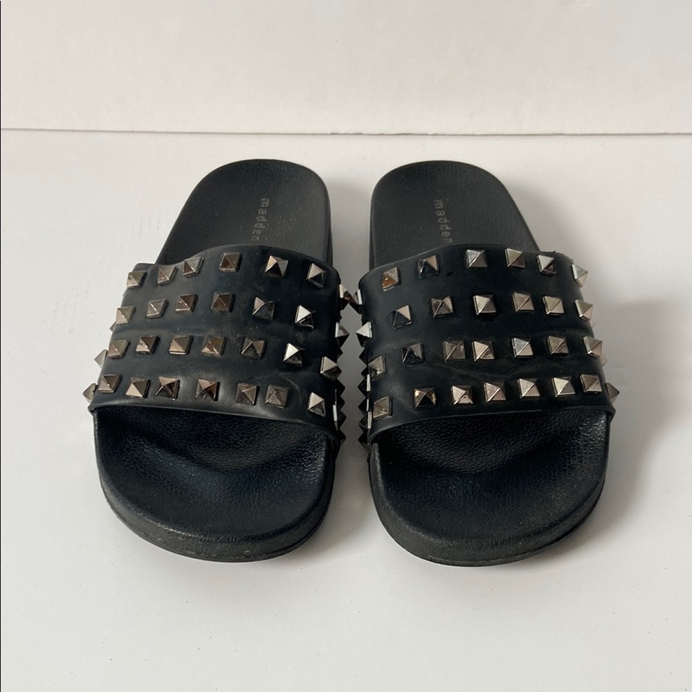 Madden Girl Black Studded Slide Sandals
